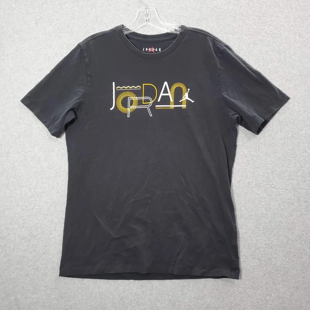 Air‎ Jordan Men Shirt Medium Black Logo Graphic Print Standard Fit Crew Neck Tee
